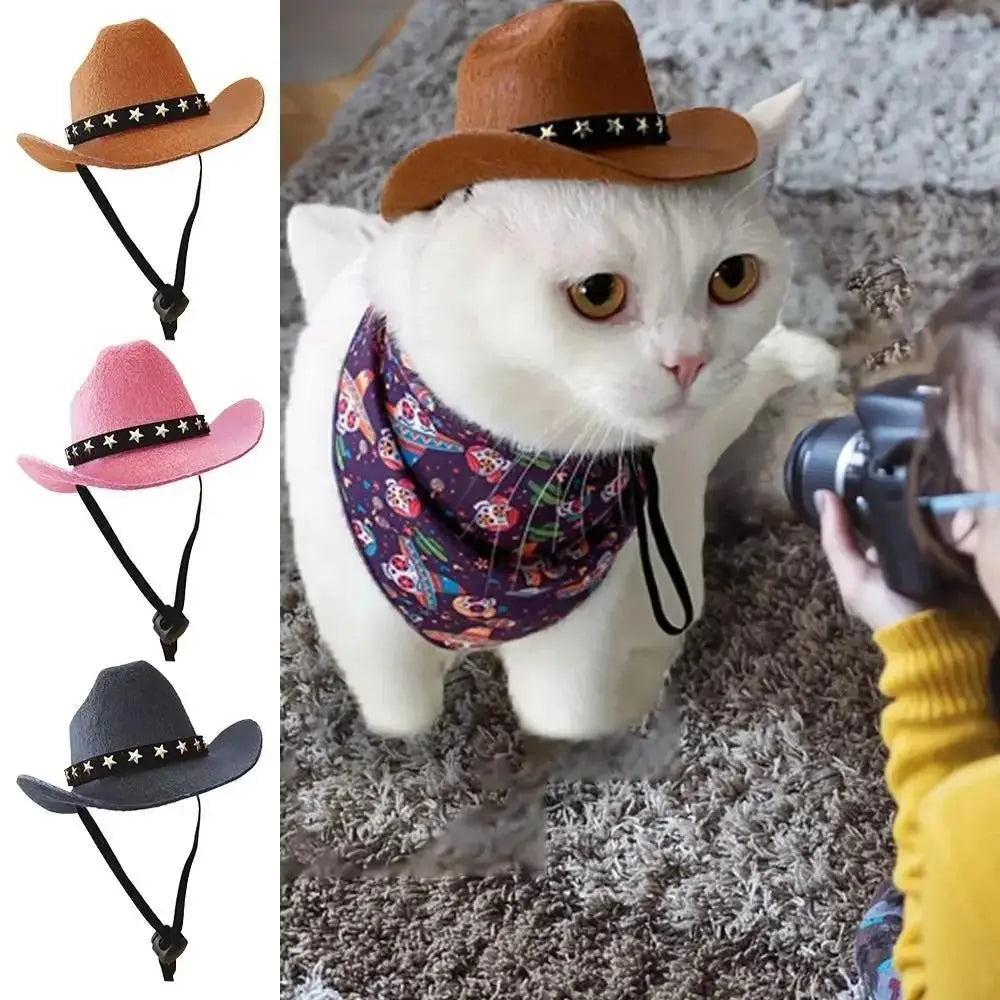 British Pet Cat Dog Hat Star Cowboy Hat Pet Supplies Adjustable Dog Costume Top Hat Headwear Dogs Caps Pet Sun Hats for Cats