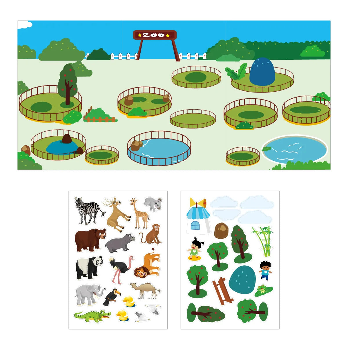 New Kids Reusable Sticker Book Multiple Scenarios Cartoon DIY Puzzle Educational Learning Classic Toys for Child Age 2-6 Gifts