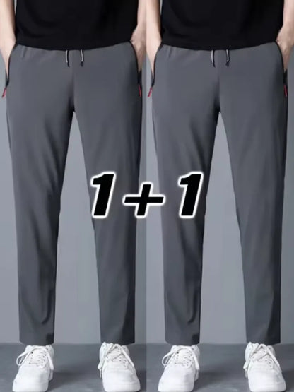 2 Pieces Men's Casual Pants Stretch Elastic Waist Jogger Korean Classic Blue Black Gray Male Brand Trousers Plus Size