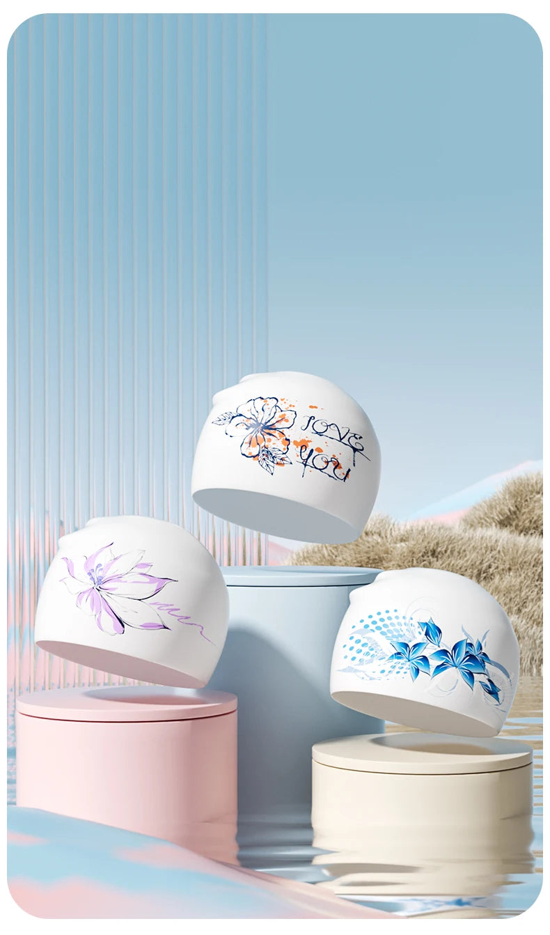 New Silicone Swimming Cap Waterproof and Durable Swim Cap for Long Hair No-slip Swim Cap for Women