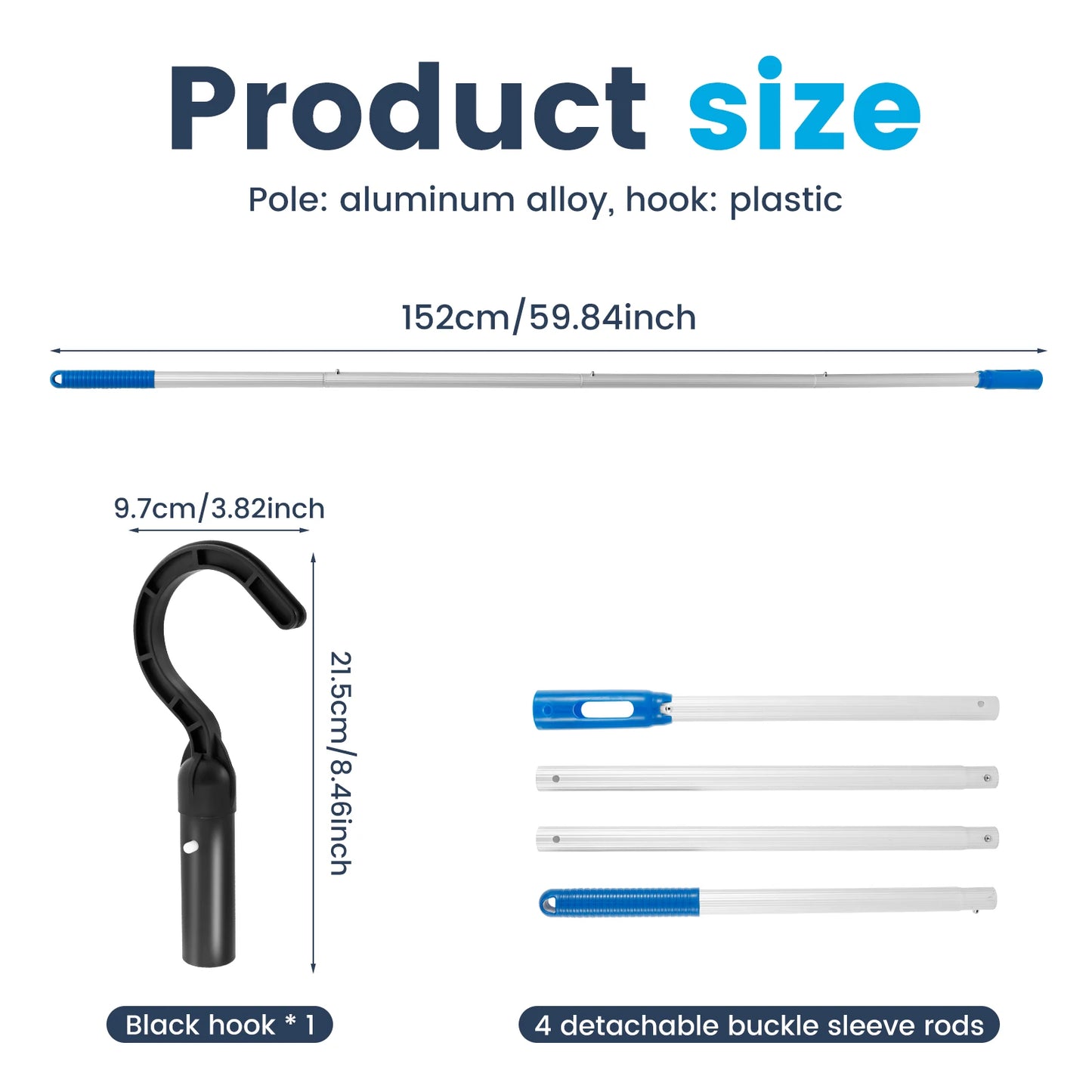 Robotic Pool Cleaner Pole Hook Detachable Plastic Pool Retrieval Hook Pool Vacuum Robot Telescopic Pole Hook Accessories