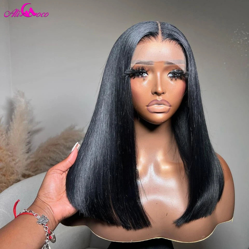 Ash Blonde Straight Human Hair Lace Front Wig 13x4 13x6 Transparent Lace Frontal Wigs For Women Ali Coco Human Hair Remy Wigs