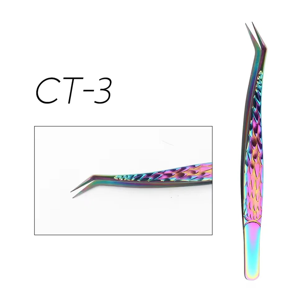 GEMERRY 1 Pcs Pink Gradient Angel Eyelash Tweezers Fiber Tips High Precision Professional Stainless Steel Tool