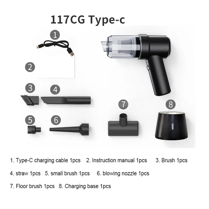 Car Wireless Vacuum Cleaner Strong Suction Portable Handheld Electric Vacuum Cleaner Wireless Home Cleaning Vacuum Cleaner