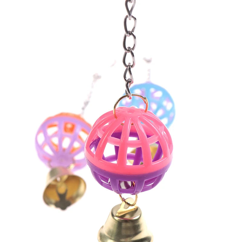 Cute Parrot Toys Pet Bird Parakeet Climb Bite Chew With Hanging Swing Bell Ball Bird Toy Pet Supplies For Parakeet Cockati