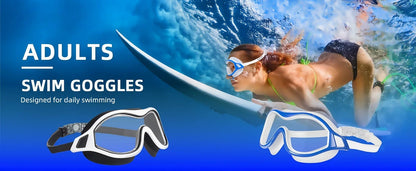 2PCS Large Frame Swimming Goggles Adult High-Definition Anti Fog Electroplated For Women Men  Silicone Anti Uv Goggles