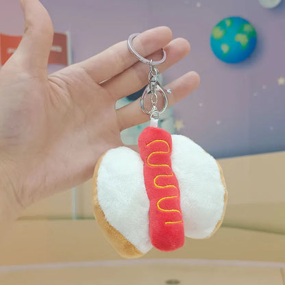 12cm Kawaii Food Bread Hamburger Hot Dog French Fries Plush Doll Soft Stuffed Plush Pendant Keychains for Children Gifts Toys