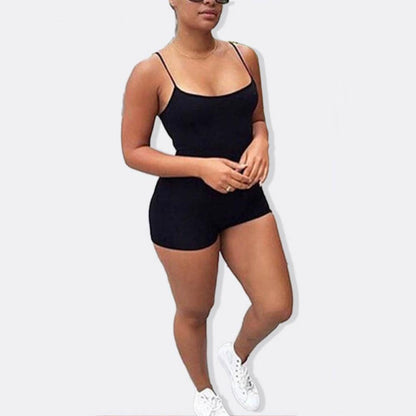 Shorts Jumpsuit Bodysuit Spaghetti Straps Women Sleeveless Sexy Bodycon Sports Suits Sleeveless O Neck Open Basic Overalls