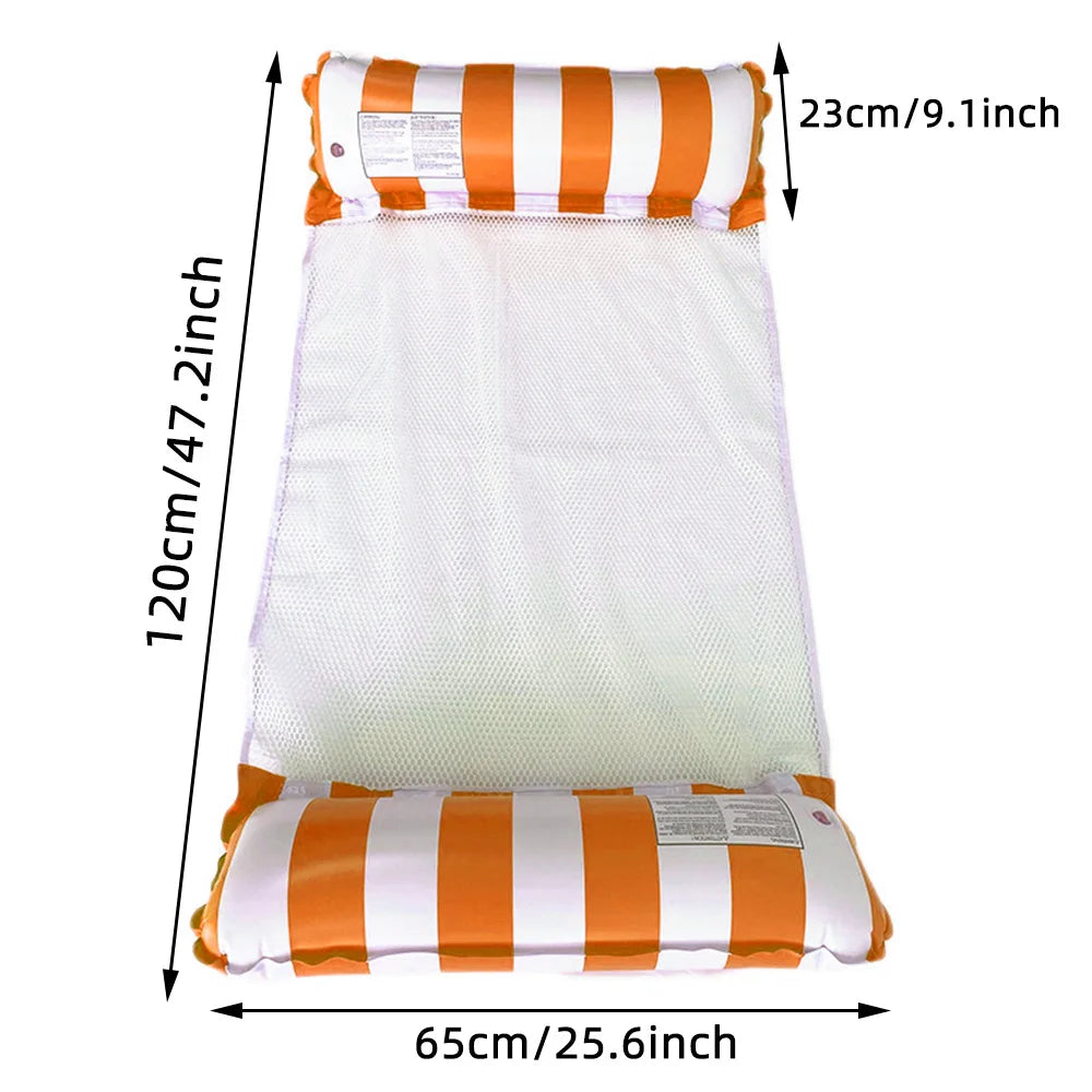 1pc Inflatable  Multi-Purpose Striped Floating Bed , Portable Water Lounge Raft for Swimming Pool Beach, Summer Relaxation
