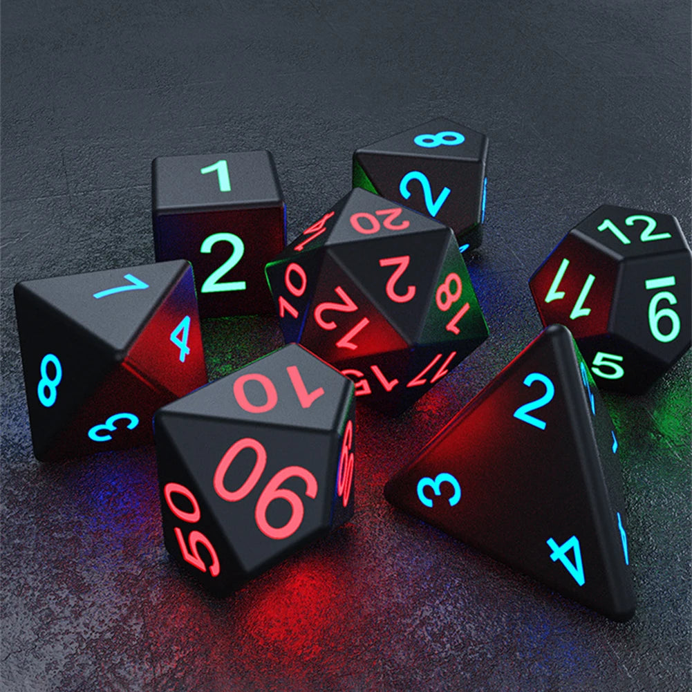 7Pcs/set  Electronic Luminous LED DND Dice Set Multiple Sided Dice for Adults Board Game Party Entertainment Toys