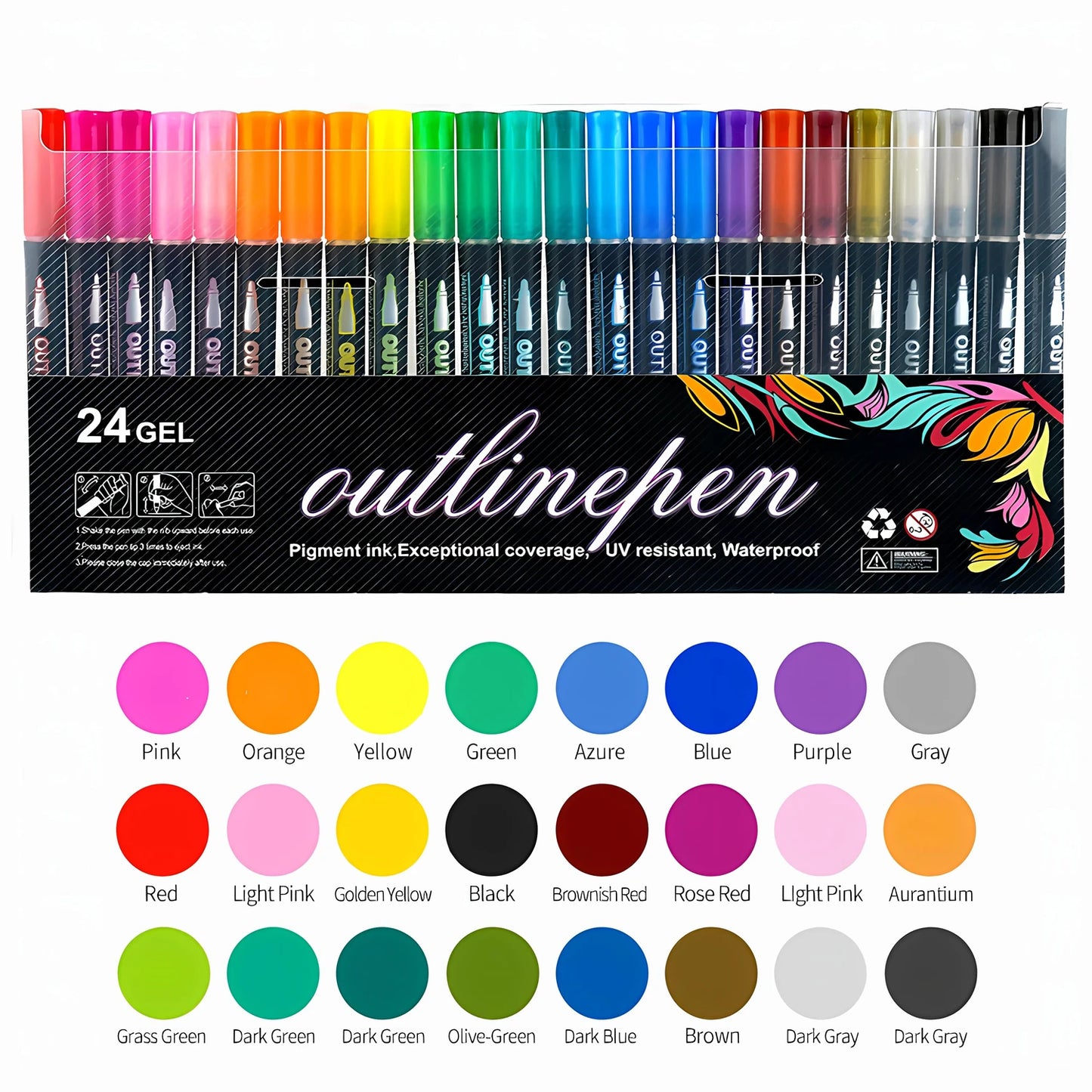 Double Line Outline Markers,Squiggles Shimmer Markers Set,Self Outline Metallic Glitter Marker Pens for Christmas,Art,Drawing
