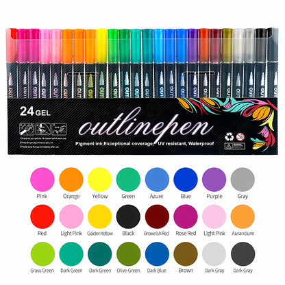 Double Line Outline Markers,Squiggles Shimmer Markers Set,Self Outline Metallic Glitter Marker Pens for Christmas,Art,Drawing
