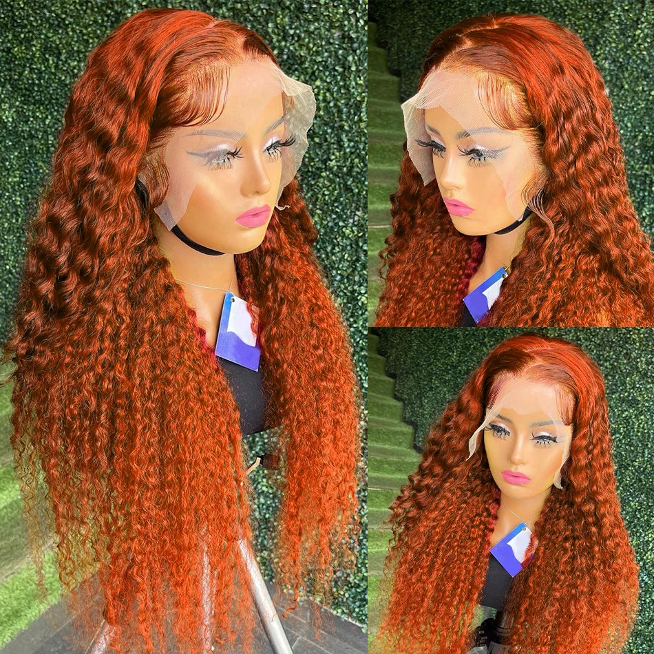 Silkwave Water Wave 13x4 Orange Ginger Lace Front Wig Curly Human Hair Wigs 30 Inch Deep Wave 13x6 HD Lace Frontal Wig For Women
