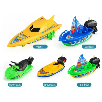 Wind Up Clockwork Float In Water Speed Boat Ship Children Bath Toys Random Color Kids Pool Swimming Bathtub Bath Toys