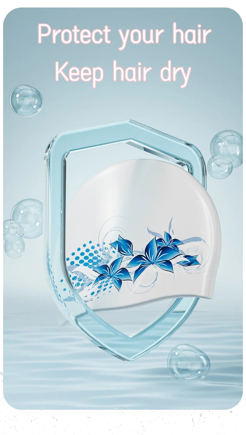 New Silicone Swimming Cap Waterproof and Durable Swim Cap for Long Hair No-slip Swim Cap for Women