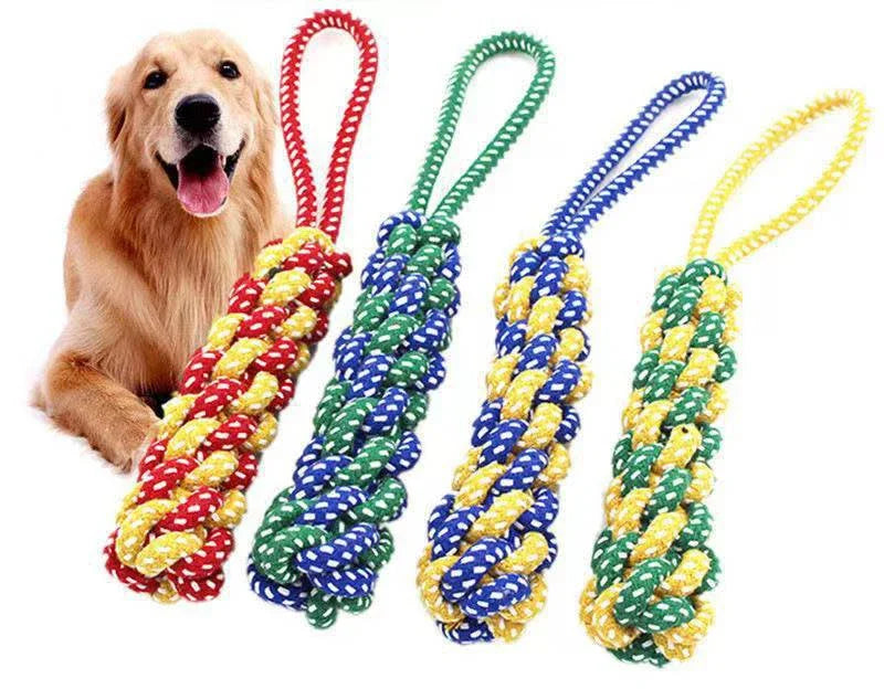 1pc Dog Toy Carrot Knot Rope Ball Cotton Rope Dumbbell Puppy Cleaning Teeth Chew Toy Durable Braided Bite Resistant Pet Supplies
