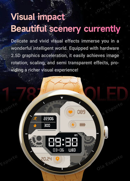 Smart Watch 2.09-inch AMOLED Screen Bluetooth Call Compass Tracker Men Sports Watches Health Monitor Women Smartwatch Waterproof