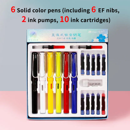 6pcs Calligraphy Pens With Replaceable Ink Bags 0.38mm Fine Dots to Improve Writing and Posture Practice