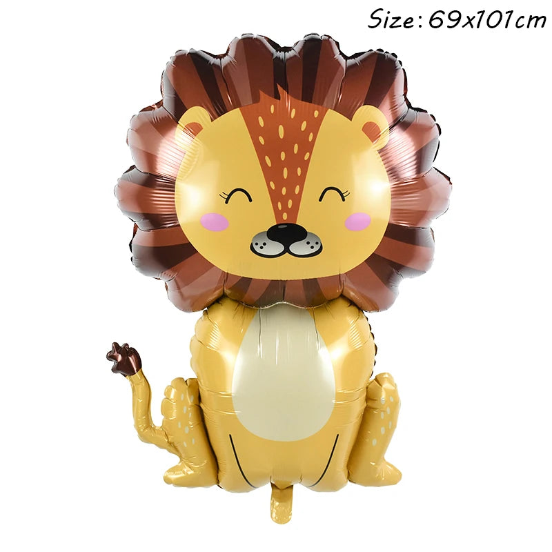 1Pc Cartoon Animals Lion Monkey Elephant Leopard Foil Balloon Jungle Safari Birthday Party Air Globos Decorations Kids Gift Toys
