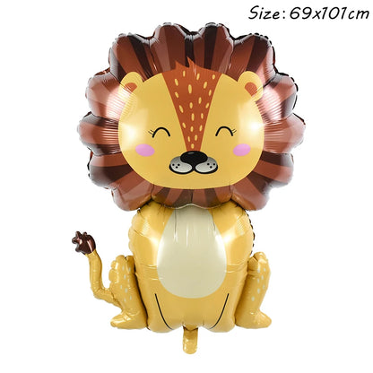 1Pc Cartoon Animals Lion Monkey Elephant Leopard Foil Balloon Jungle Safari Birthday Party Air Globos Decorations Kids Gift Toys