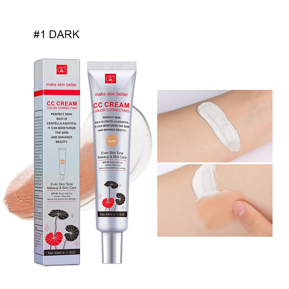 Correcting CC Cream Foundation Moisturizing Waterproof Even Skin Tone Base Makeup Lasting Conceal Pores CC Cream Primer Cosmetic