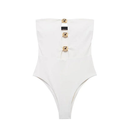 HXAO Bikini Swimwear Women's Strapless Corset Top Swimsuit 2024 Summer Ladies Fashion Sexy Beach White Black Bodysuit Bikini
