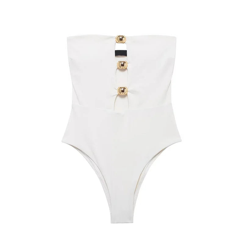HXAO Bikini Swimwear Women's Strapless Corset Top Swimsuit 2024 Summer Ladies Fashion Sexy Beach White Black Bodysuit Bikini