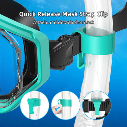3 Windows Snorkel Mask Set Scuba Diving Swimming Goggles Panoramic Wide View HD Dry Top Anti-Leak Anti-Fog For Adults and Kids