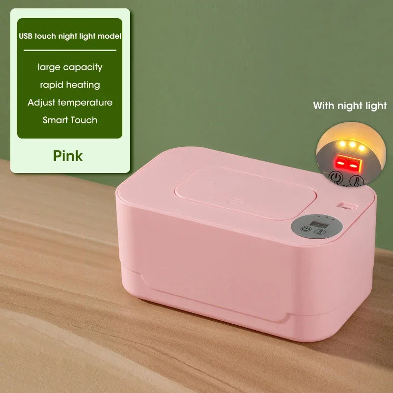 Baby Wet Wipe Heater Warmer with LED Display Wet Towel Dispenser Portable USB Baby Wipe Warmer Napkin Heating Box Home/Car