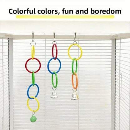 Parrot Toys Colorful Parrot Climbing and Chewing Toy with Bell Bird Swing Toys for Nibbling and Playing