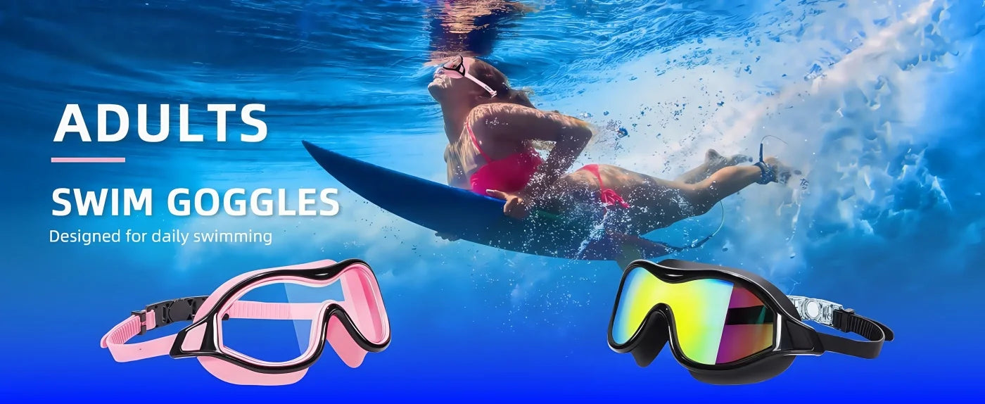 2PCS Large Frame Swimming Goggles Adult High-Definition Anti Fog Electroplated For Women Men  Silicone Anti Uv Goggles