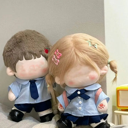 20cm Doll Clothes Blue School Uniform Blouse Set Skirt Suit Clothes For Cotton Stuffed Dolls Toys Accessories Doll Outfit