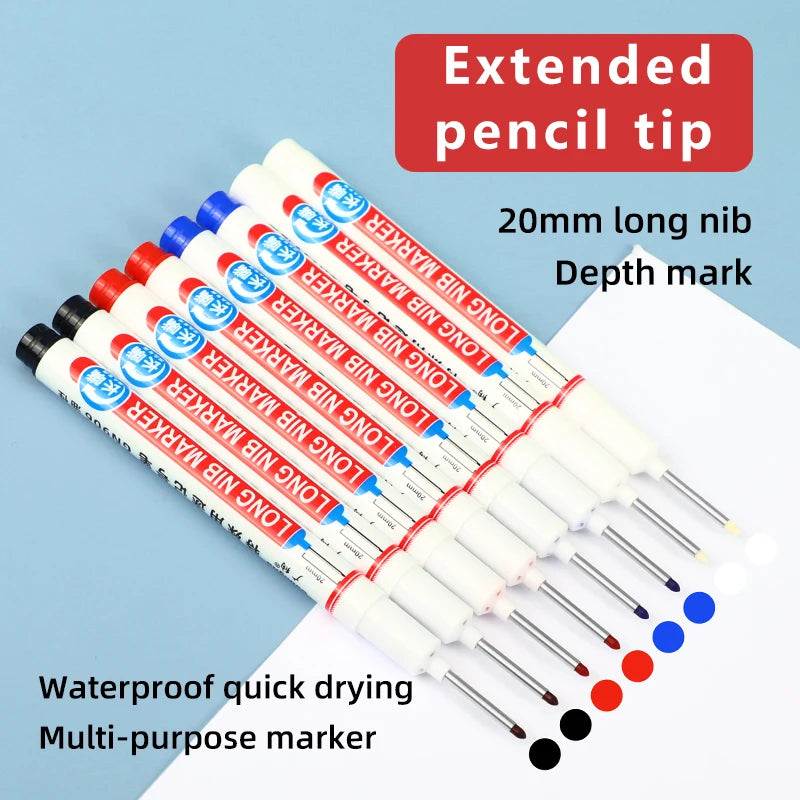 4Pcs/Set 20mm Deep Hole Long Nib Head Markers For Metal Perforating Pen Waterproof Bathroom Woodworking Decoration Multi-Purpose