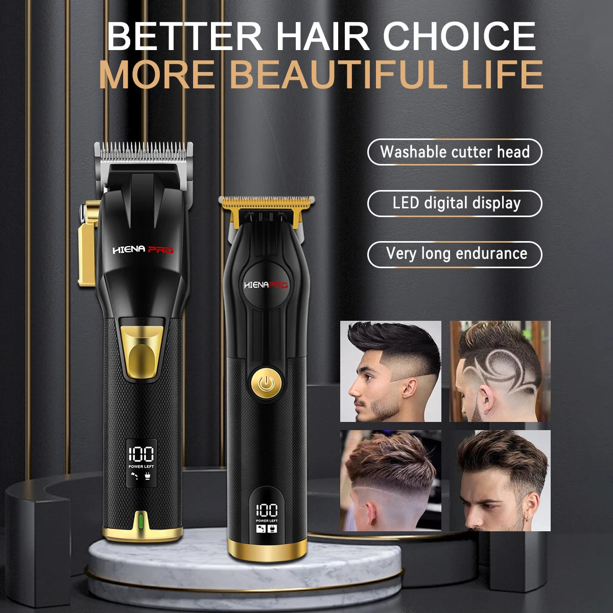 HIENA Professional Hair cutting machine Hair Clipper Set Metal Electric Cordless Hair Trimmer for Barber Display hair clipper