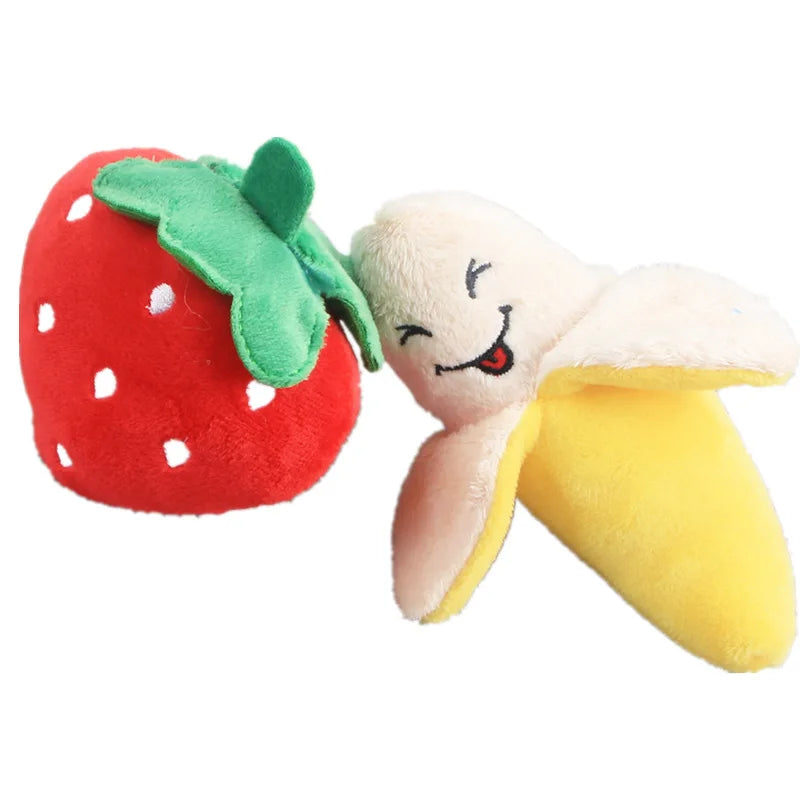 Pet Toys Plush Squeaky Toy Bite-Resistant Clean Dog Chew Puppy Training Toy Soft Banana Bone Vegetable Fruit Pet Supplies DC05