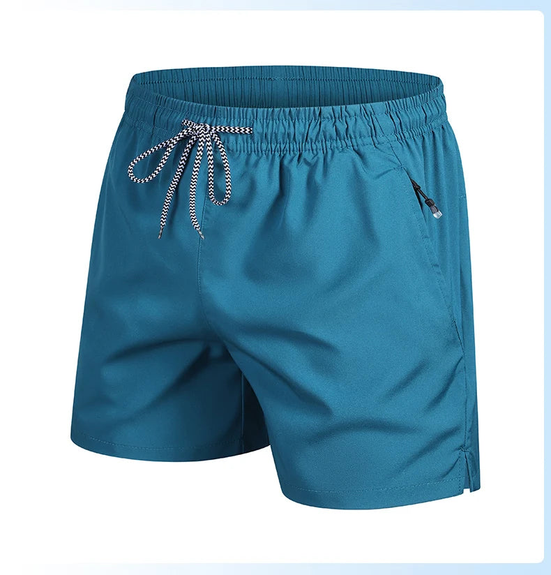 2025 New Summer Men's Beach Shorts Beach New Models Solid Color Fashion Leisure Comfortable Elastic Waist Double Pockets Cool