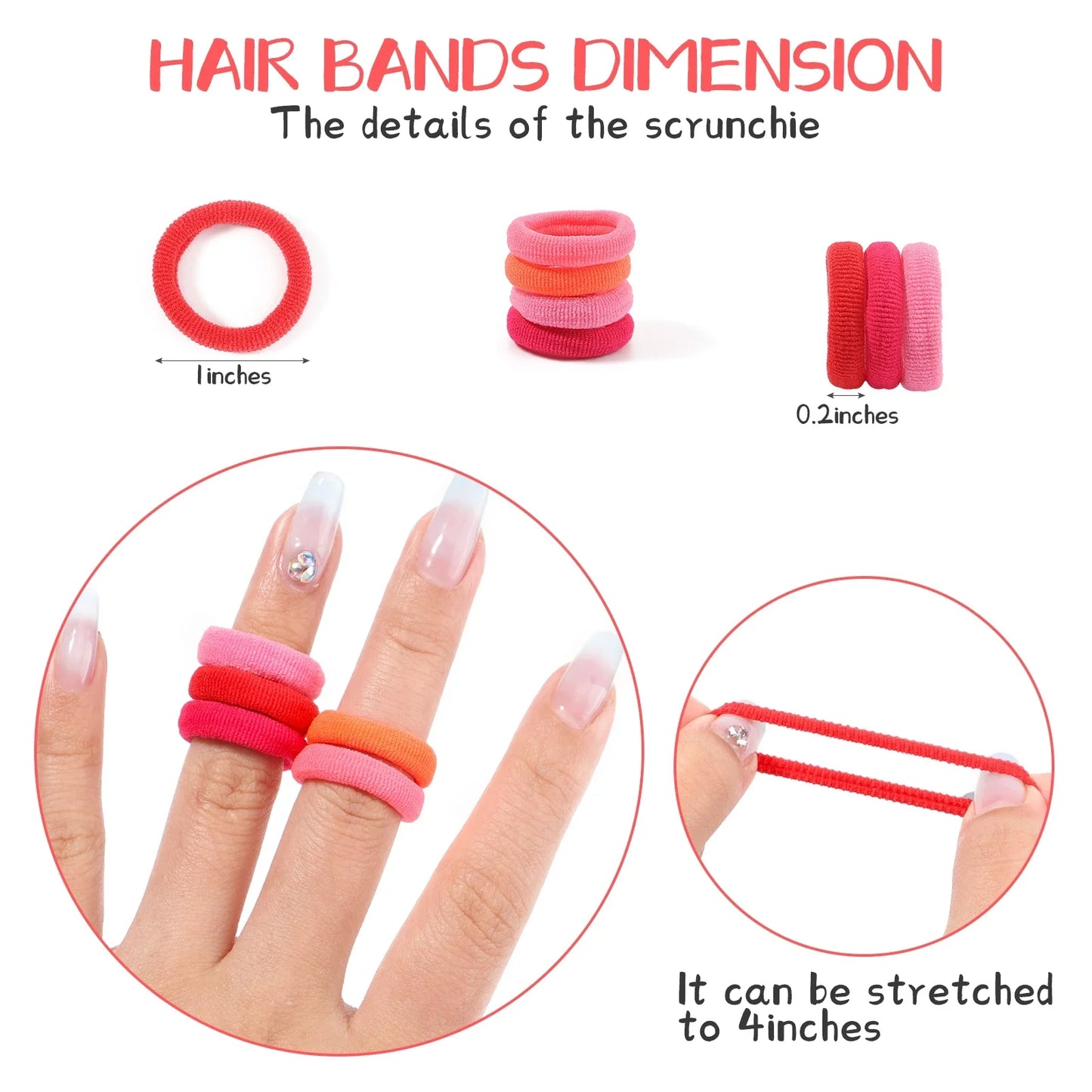 20/50/100PCS Colorful Basic Nylon Ealstic Hair Ties for Girls Ponytail Hold Scrunchie Rubber Band Kids Basic Hair Accessories