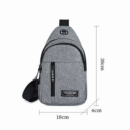 Men's Bag Solid Color Men's Chest Bag Outdoor Casual Fashionable Small Satchel Canvas Handbag Zipper Messenger Fashion Bags