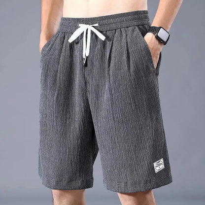 Ice Silk Shorts Men's Thin Sports Cropped Pants Loose Straight Leg Cool Breathable New Fashion Trend Casual XL-XXXL