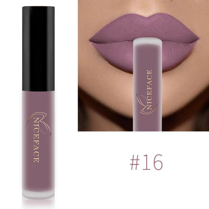 NICEFACE Nude Matte Liquid Lipsticks Waterproof Long Lasting Lip Gloss Sexy Red Velvet Lip Tint Women Makeup Cosmetics Batom