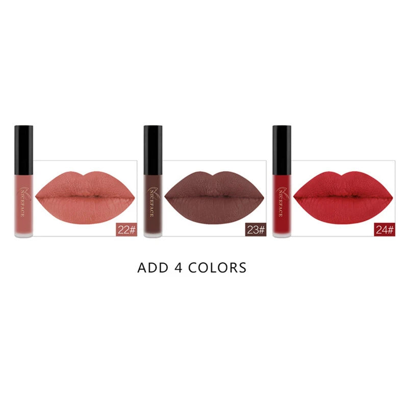 NICEFACE Nude Matte Liquid Lipsticks Waterproof Long Lasting Lip Gloss Sexy Red Velvet Lip Tint Women Makeup Cosmetics Batom
