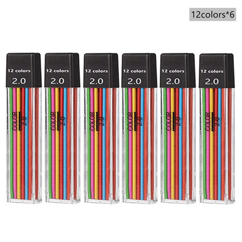 2.0mm Mechanical Pencil Black / Color Lead Refill 2B Sketching Pencil Art Sketch Painting Writing For School & Office Stationery