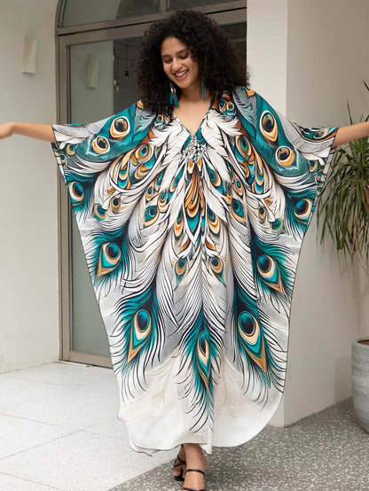 Plus Size Kaftan Dress for Women Hawaiian Batwing Sleeve Beach Cover Up Summer Swimsuit Dresses