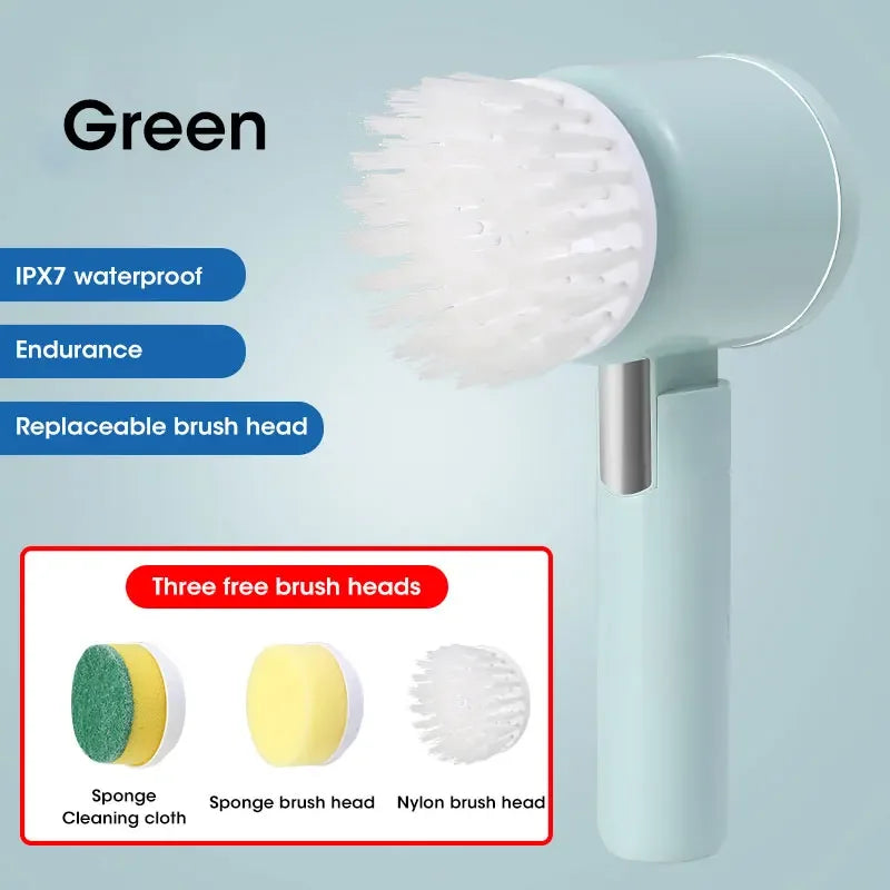 2025 Cordless Electric Spin Scrubber - 5 Brush Heads, IPX7 Waterproof, Rechargeable Bathroom Cleaner for Tile/Shower/Grout