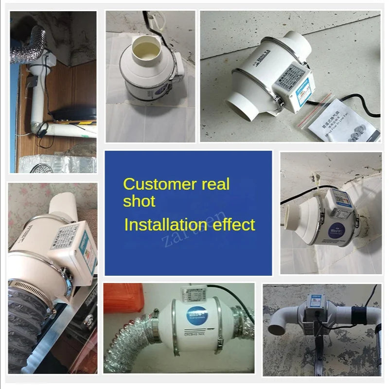 3/4/5/6Inch Industrial Exhaust Fan 220V Grow Silent Pipe Duct Bathroom Extractor Ventilation Kitchen Toilet Wall Air Ventilator