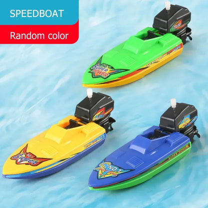 Wind Up Clockwork Float In Water Speed Boat Ship Children Bath Toys Random Color Kids Pool Swimming Bathtub Bath Toys