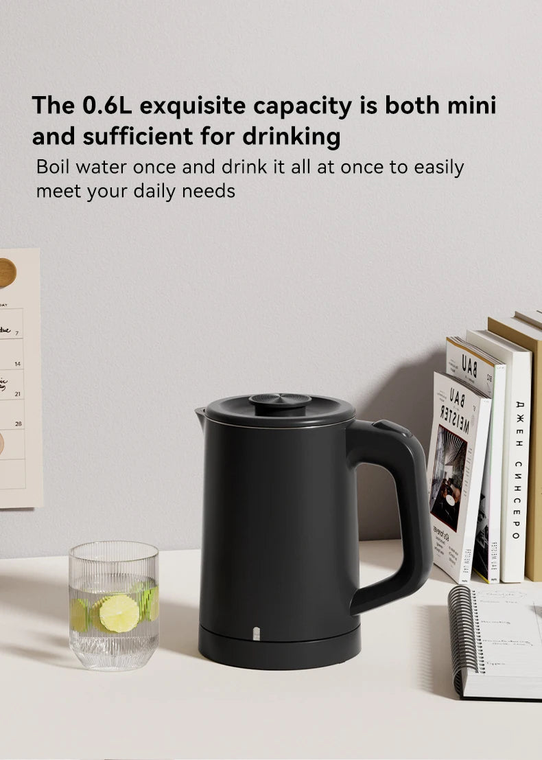 110V 220V Electric Kettle 0.6L Seamless 304 Stainless steel liner Fast heating Mini Teapot Water heater Coffee maker for Travel