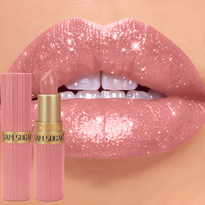 Chocolate Brown Luxurious Metallic Glitter Lipstick Long-Lasting Waterproof Non-Fade Shimmery Pearl Sparkling Lip Gloss Makeup