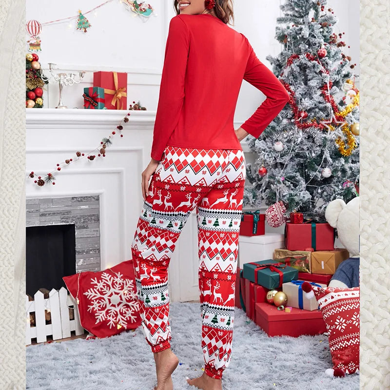 2023 New Autumn and Winter Home Pajamas Women's Christmas Printed Long-sleeved Suit Night Women Sleepwear