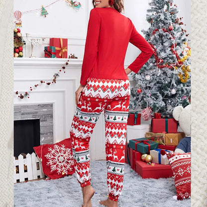 2023 New Autumn and Winter Home Pajamas Women's Christmas Printed Long-sleeved Suit Night Women Sleepwear